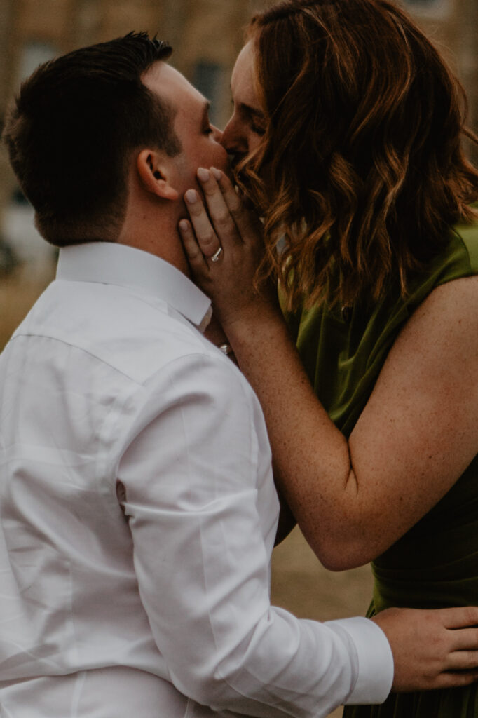 a couple kissing during a couple photoshoot